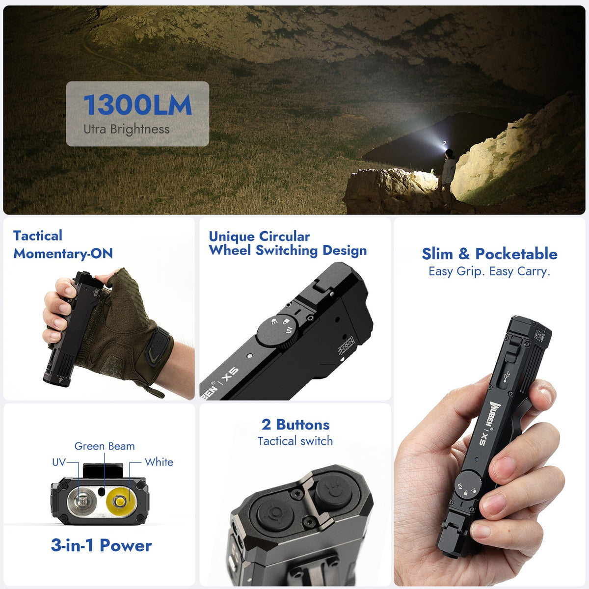 WUBEN X5 outdoor flashlight lighting image