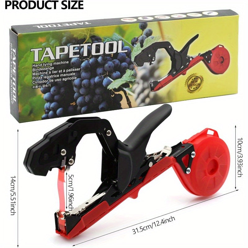 Plant Tie Gun, Plant Binder with Tape and Staples, Lightweight Manual Plant Binding Tool for Quickly Securing Vines—Green