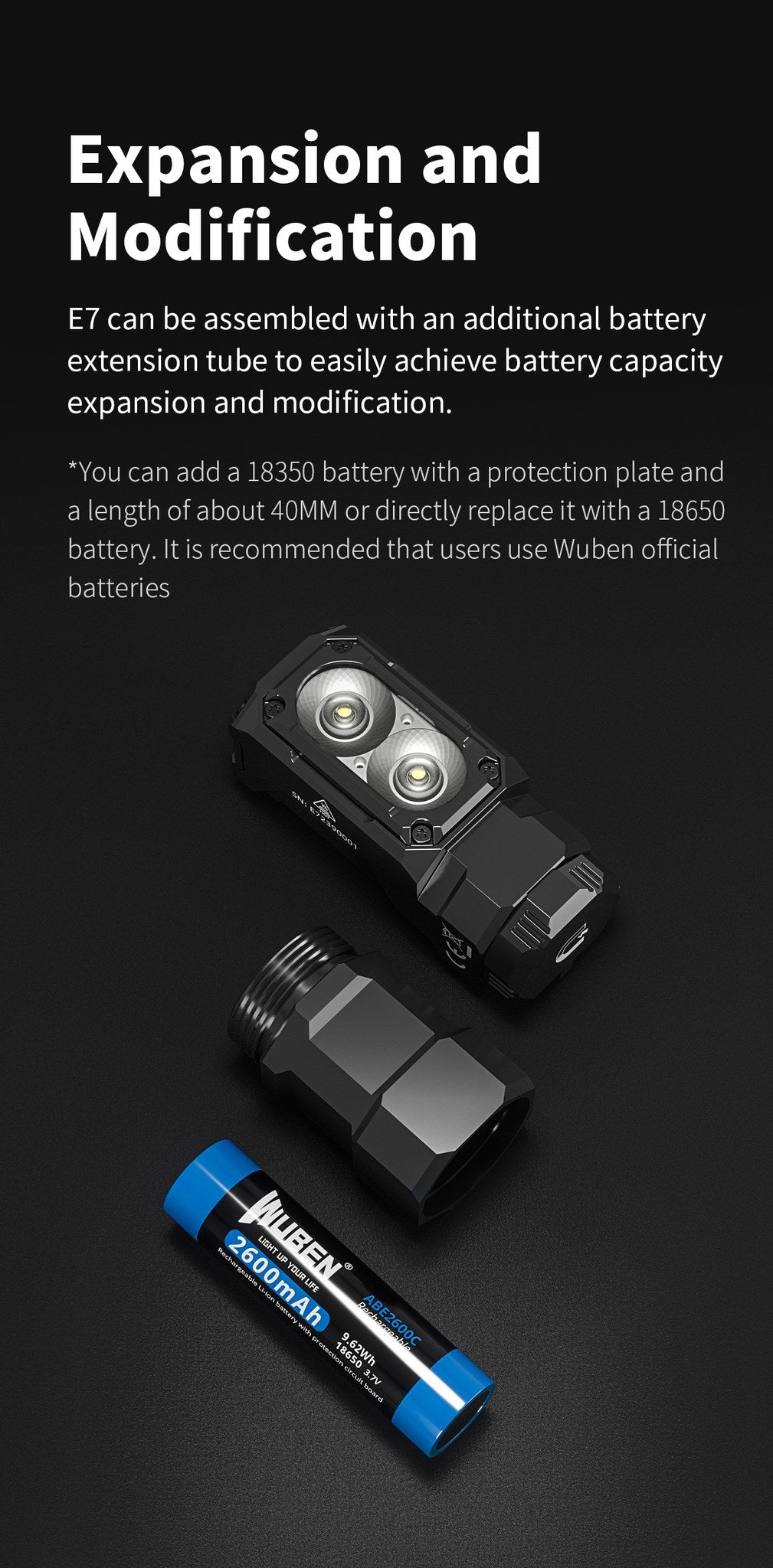 WUBEN E7 flashlight feature and option image