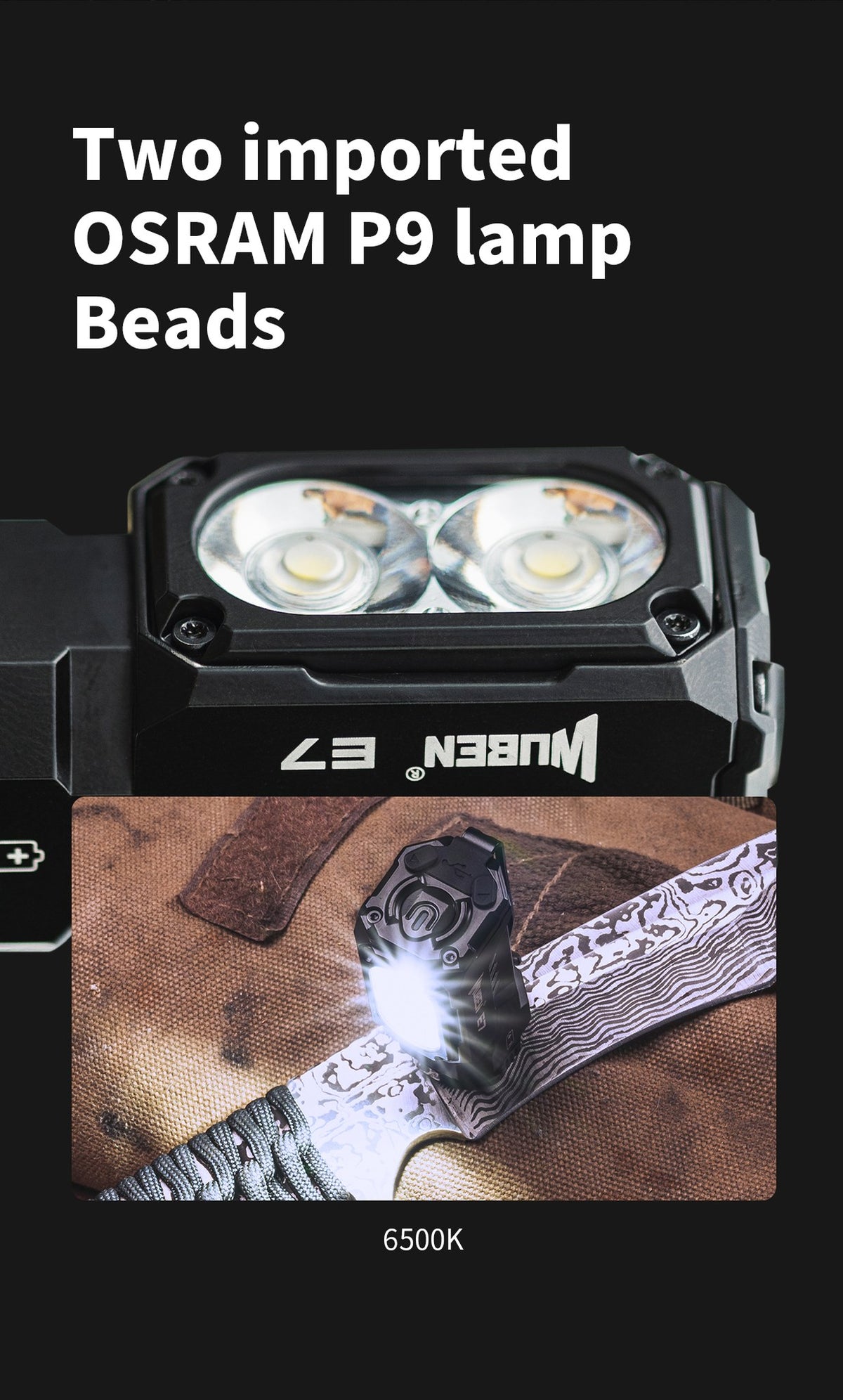 WUBEN E7 rechargeable flashlight use-case image