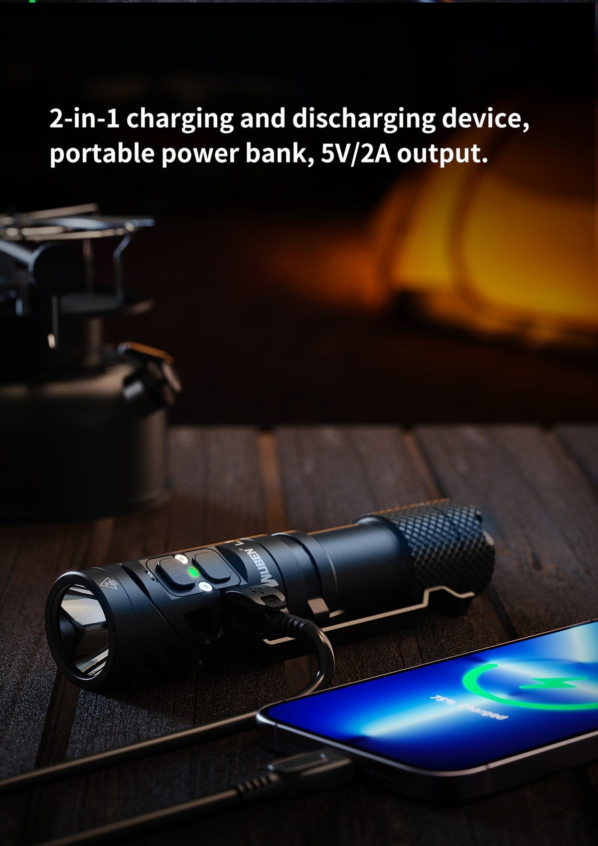 WUBEN L1 black rechargeable flashlight overview