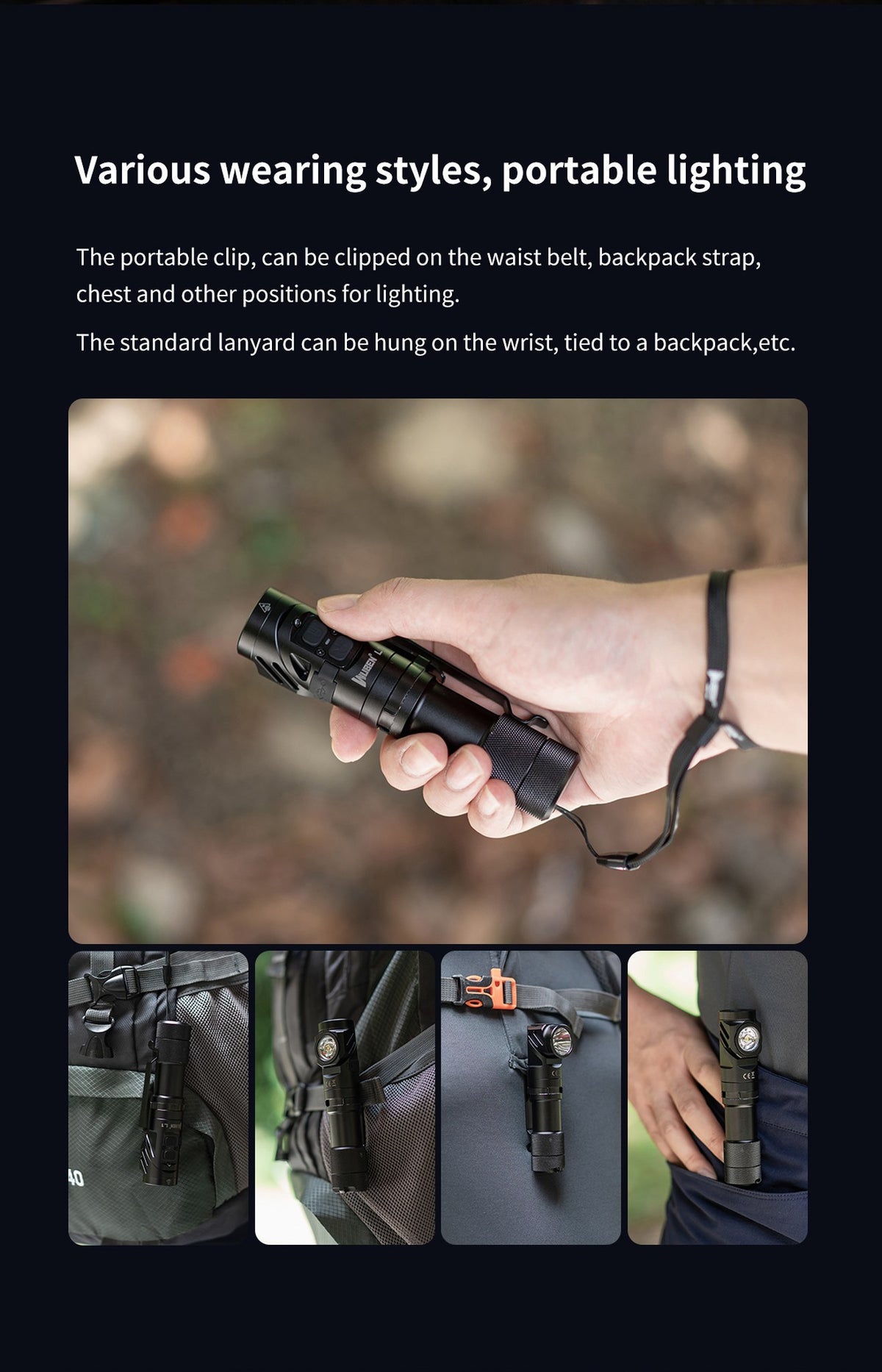 WUBEN L1 black flashlight product overview image