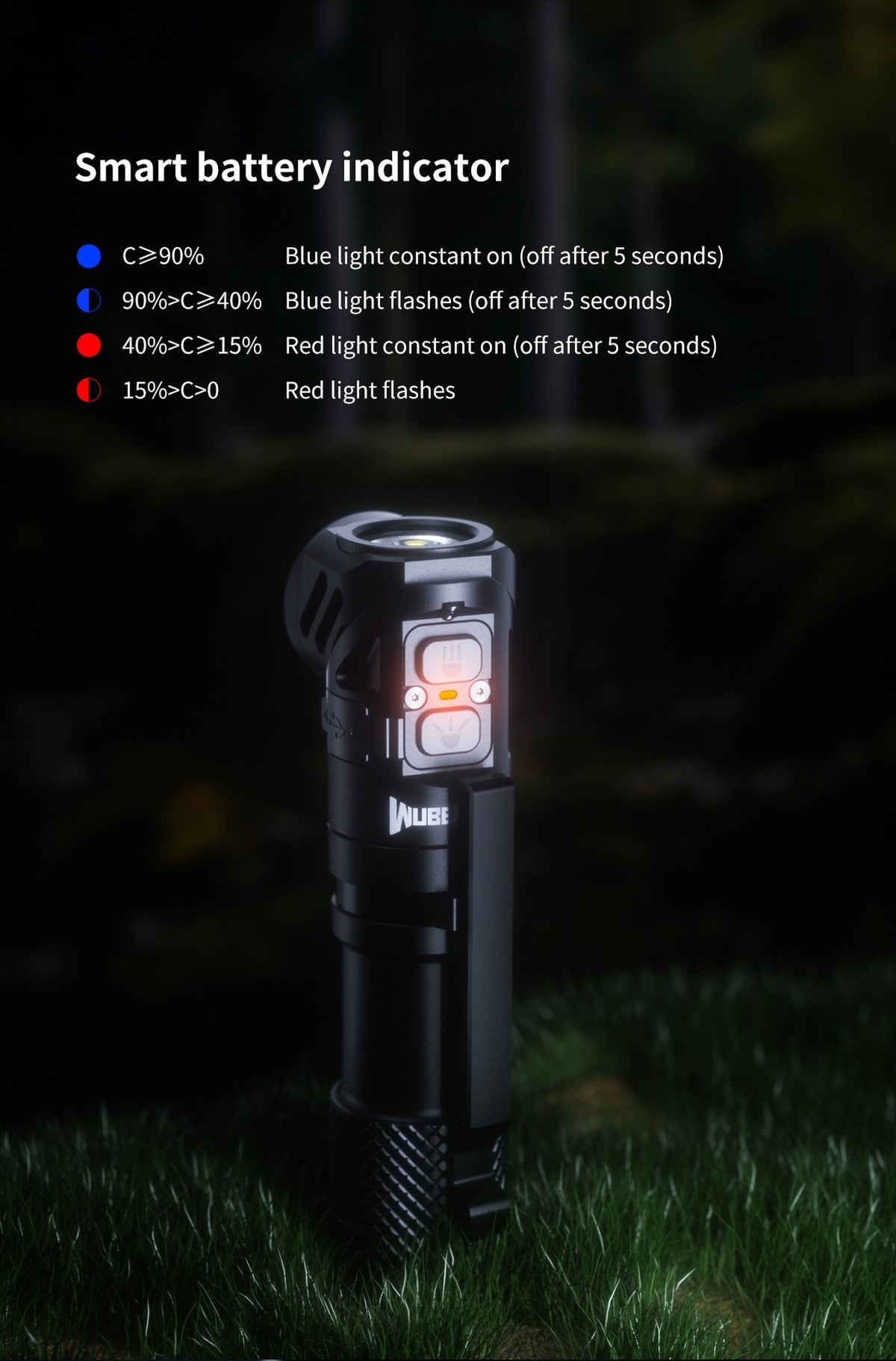 WUBEN L1 black flashlight feature detail image