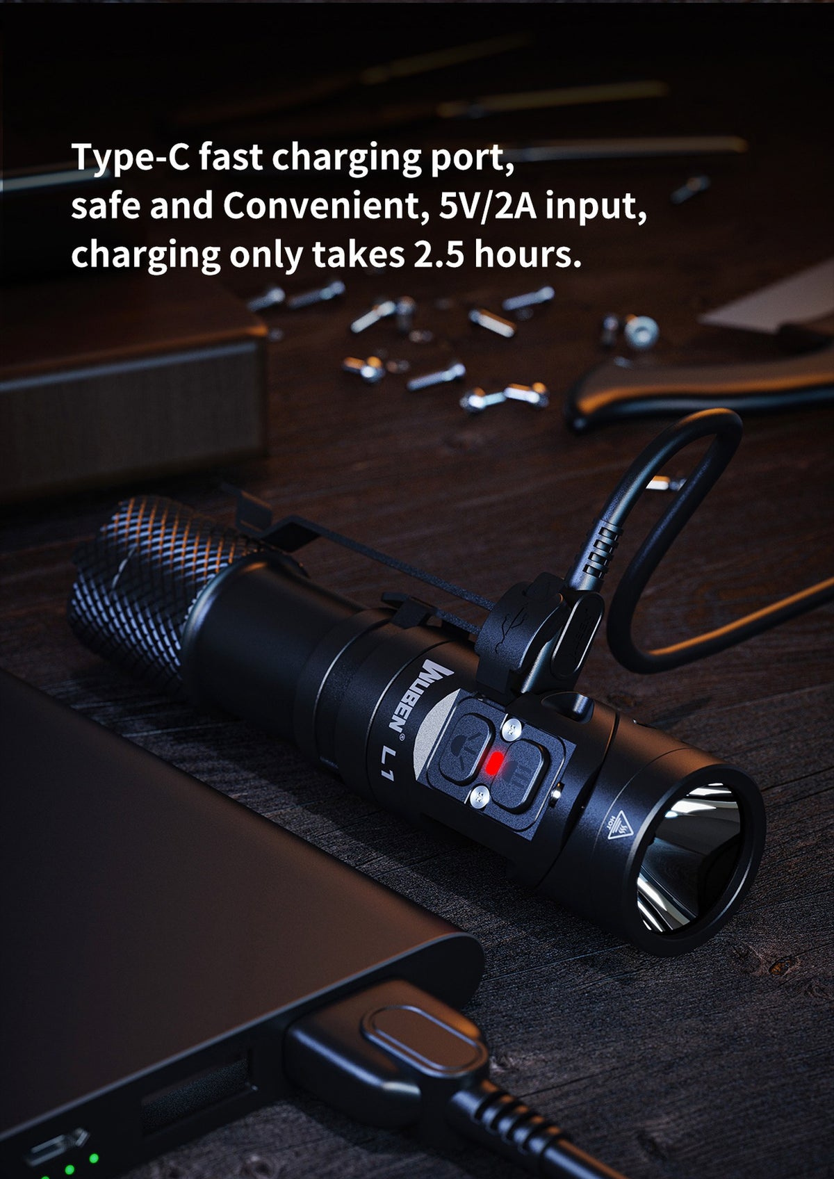 WUBEN L1 black flashlight detail image