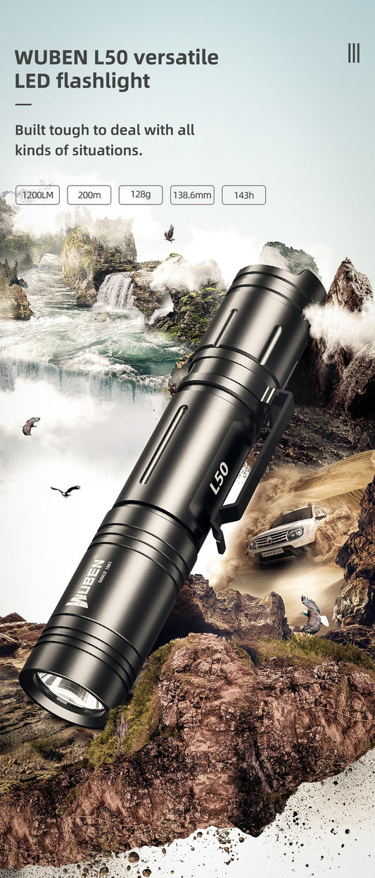 WUBEN L50 rechargeable flashlight product detail image