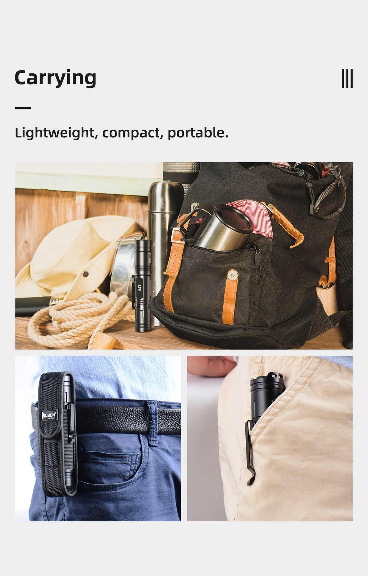 WUBEN L50 compact flashlight detail image