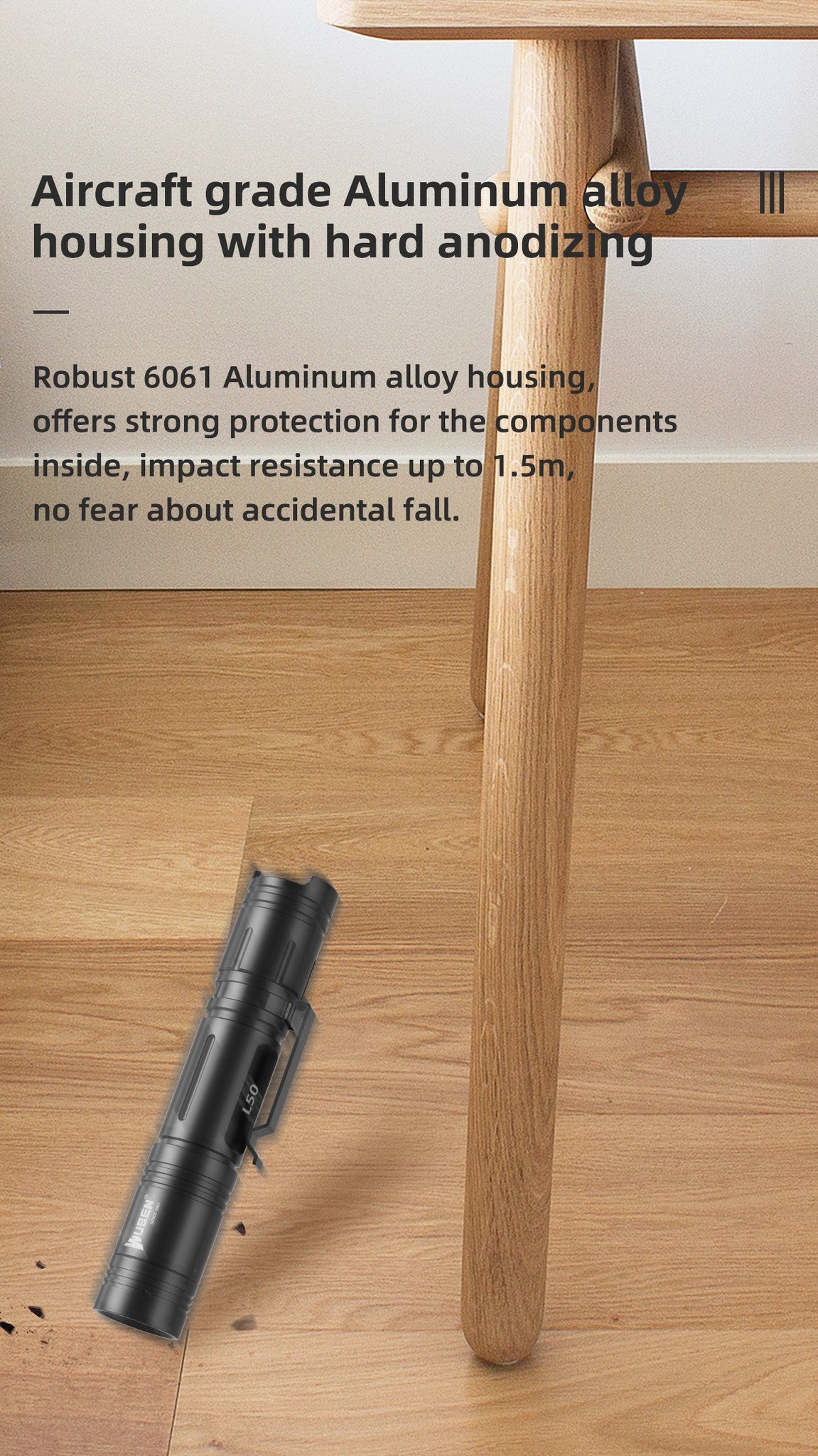 WUBEN L50 flashlight feature detail image