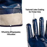 6-120 Pairs Fully Coated Nitrile Work Gloves - Oil & Acid Resistant (Blue, Unisex)