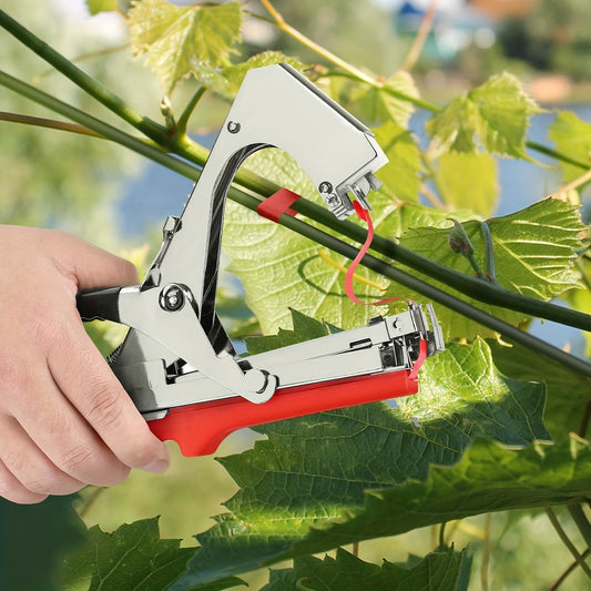 Plant tying tape and staples for securing vines and garden plants