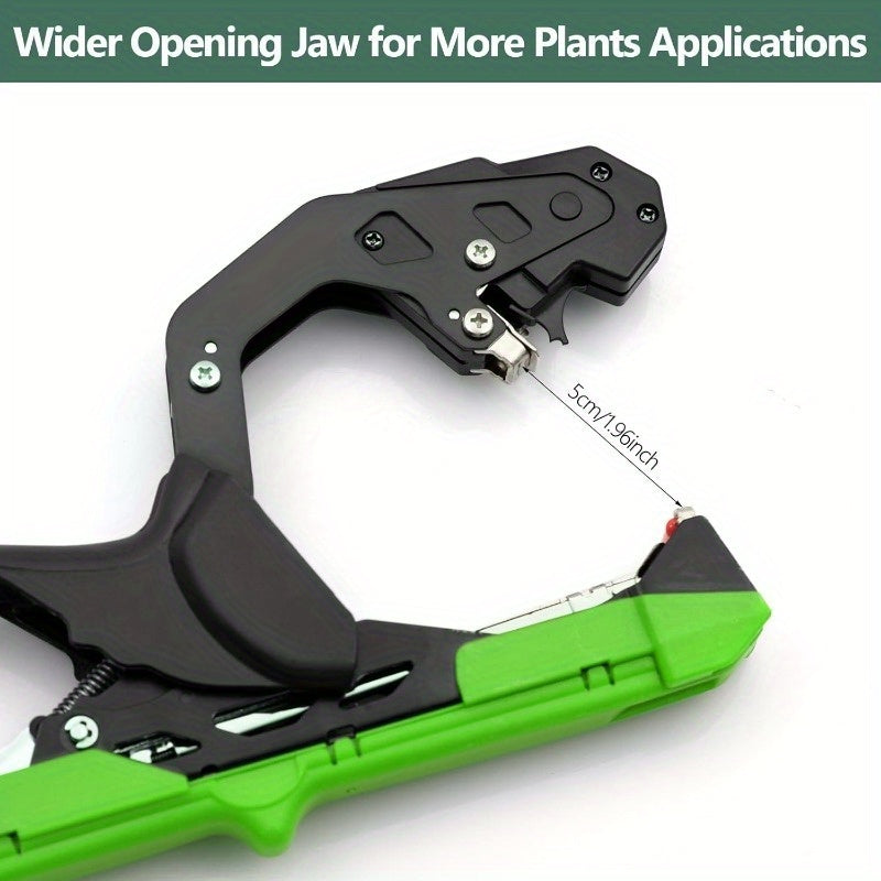Plant Tie Gun, Plant Binder with Tape and Staples, Lightweight Manual Plant Binding Tool for Quickly Securing Vines—Green
