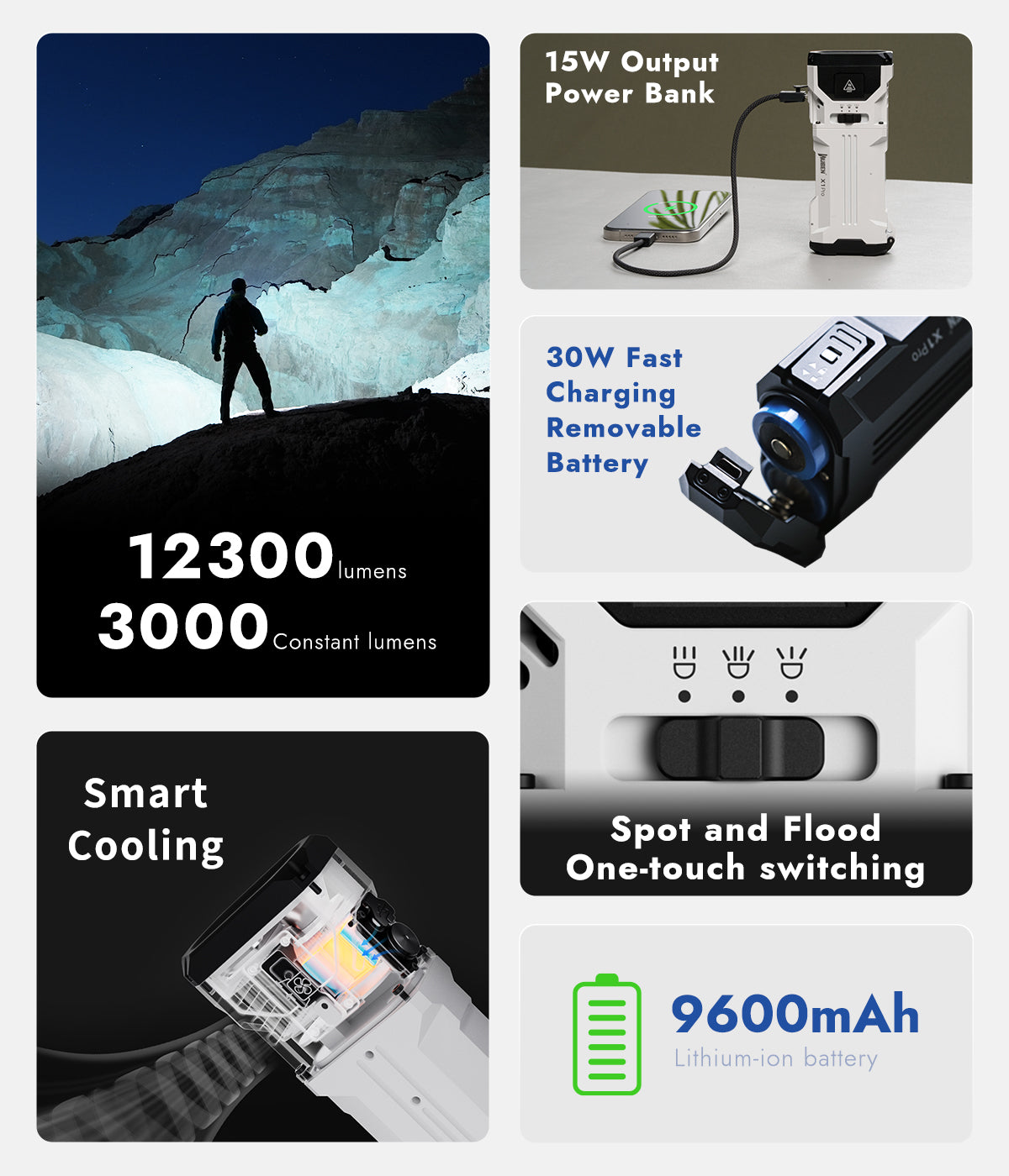 WUBEN X1 Pro Black product image for outdoor and work lighting
