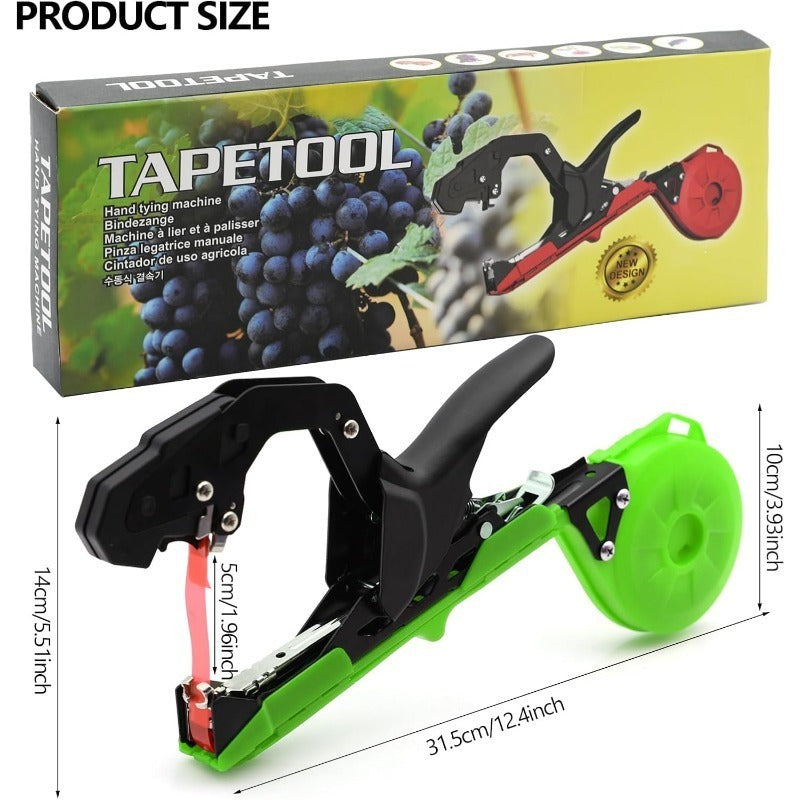 Plant Tie Gun, Plant Binder with Tape and Staples, Lightweight Manual Plant Binding Tool for Quickly Securing Vines—Green