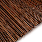 close view of carbonized bamboo cane fence with dark natural finish
