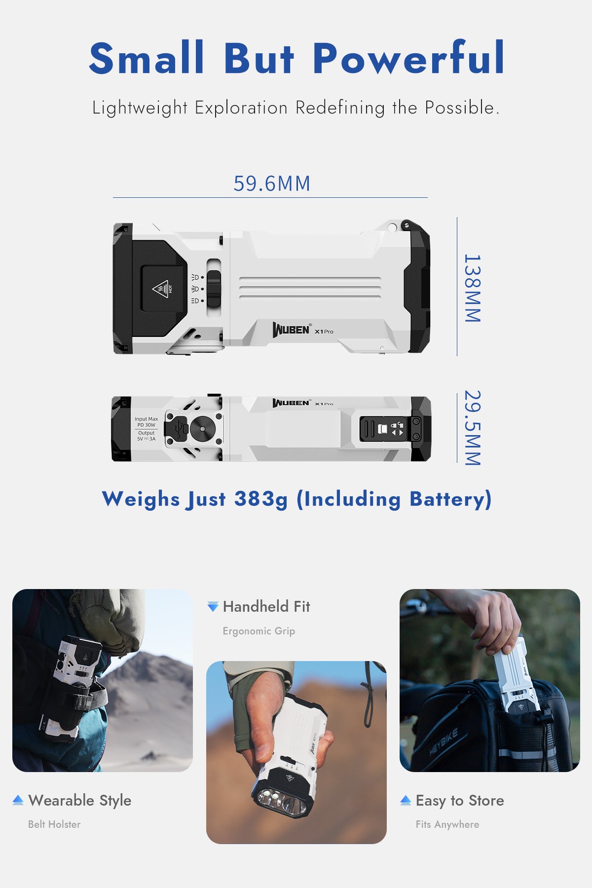 WUBEN X1 Pro Black product image for outdoor and work lighting