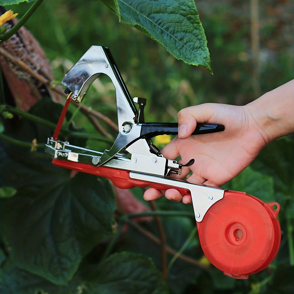 Plant tying tape and staples for securing vines and garden plants