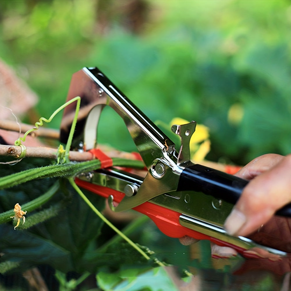 Plant tying tape and staples for securing vines and garden plants