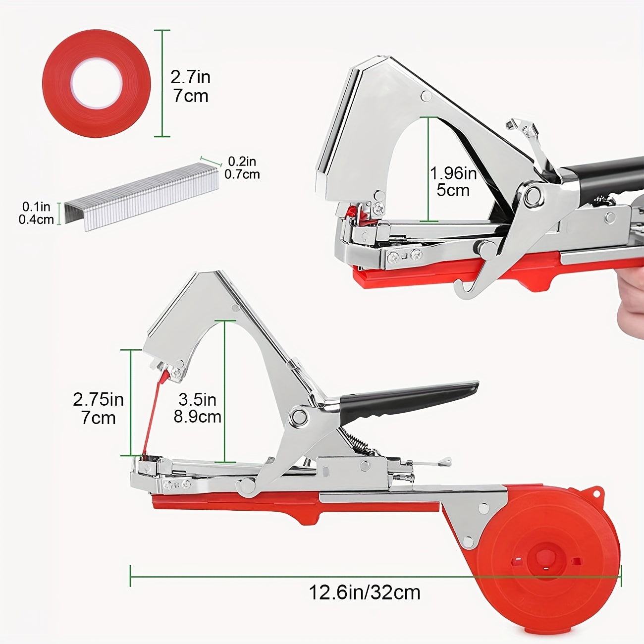 Plant tying tape and staples for securing vines and garden plants