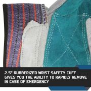Glove Station Cowhide Split Leather Palm Work Gloves with Rubberized Safety Cuff (6pairs)
