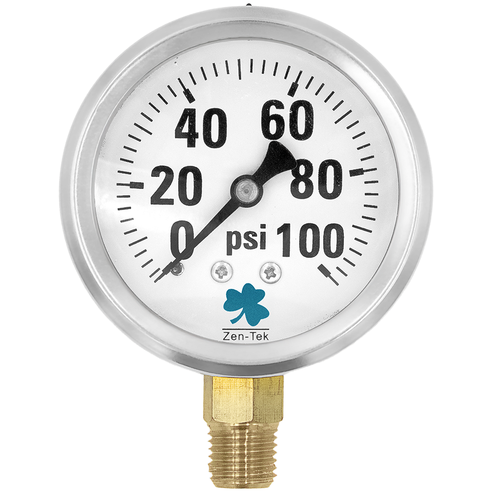 Zenport LPG100 Glycerin Liquid Filled Pressure Gauge, 100 PSI