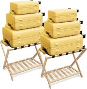 Luggage Rack,Luggage Rack for Guest Room, Bedroom, Hotel - Natural Bamboo Suitcase Stand, Foldable