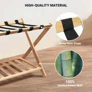 Luggage Rack,Luggage Rack for Guest Room, Bedroom, Hotel - Natural Bamboo Suitcase Stand, Foldable