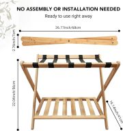 Luggage Rack,Luggage Rack for Guest Room, Bedroom, Hotel - Natural Bamboo Suitcase Stand, Foldable