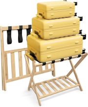 Luggage Rack,Luggage Rack for Guest Room, Bedroom, Hotel - Natural Bamboo Suitcase Stand, Foldable