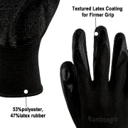 8-240 Pairs Latex Nitrile Work Gloves - Black Coated Safety Gloves with Knit Wrist (Large)