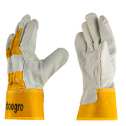 6-120 Pairs Cow Split Leather Work Gloves - Full Palm Heavy Duty (Yellow Cotton)