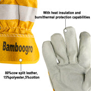 6-120 Pairs Cow Split Leather Work Gloves - Full Palm Heavy Duty (Yellow Cotton)