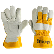 6-120 Pairs Cow Split Leather Work Gloves - Full Palm Heavy Duty (Yellow Cotton)