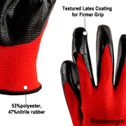 8 Pairs PU Coated Work Gloves - Seamless Knit Safety Gloves (Red, Large)