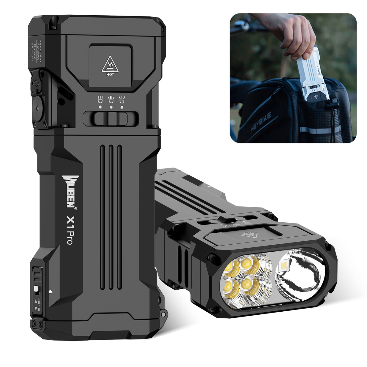 WUBEN X1 Pro Black - 12300 Lumens Dual-Beam Flashlight