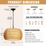 woven rattan pendant chandelier for farmhouse style room lighting