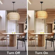 Hand-Woven Rattan Chandelier Light Fixture – Adjustable Hanging Lamp