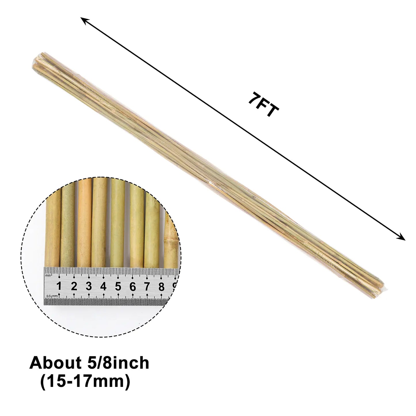 7 ft Bamboo Plant Stakes – 15 pcs Garden Supports for Tomatoes & Climbing Plants
